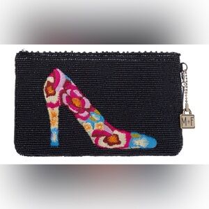Designer Mary Francis Jewels, Beaded, Embellished Black Shoulder Bag Clutch Shoe